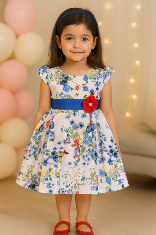 Girls Floral Printed Cotton Summer Casual Dress - Wish Karo