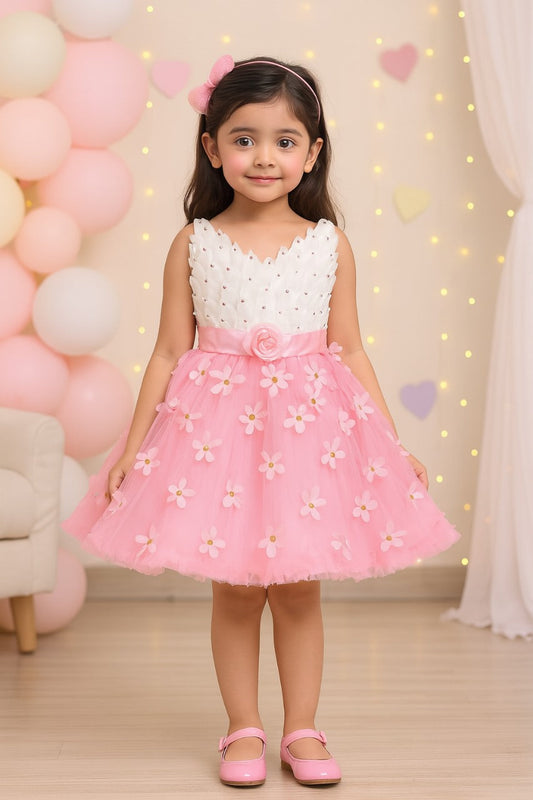 Wish Karo Kids Birthday Dress Frock (fe2635bpnknw) - Wish Karo - photo 1