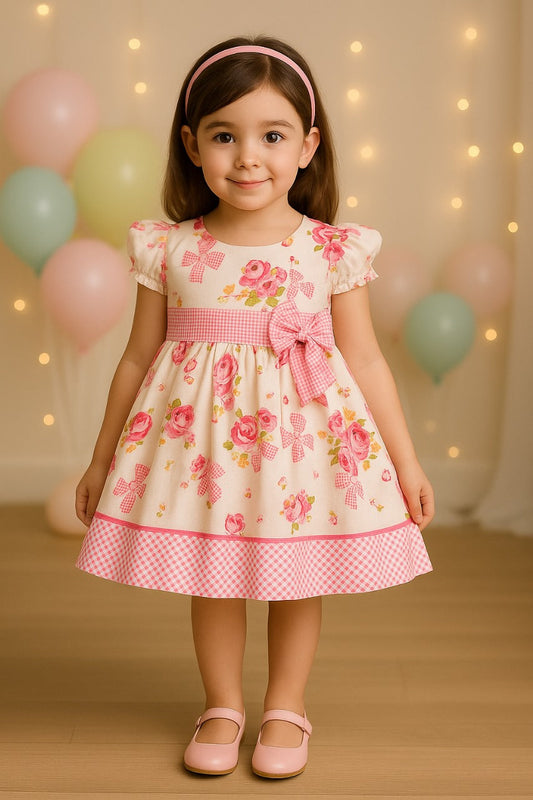 Wish Karo Baby Girls' Knee Length Dress(FRB121pbk) - Wish Karo