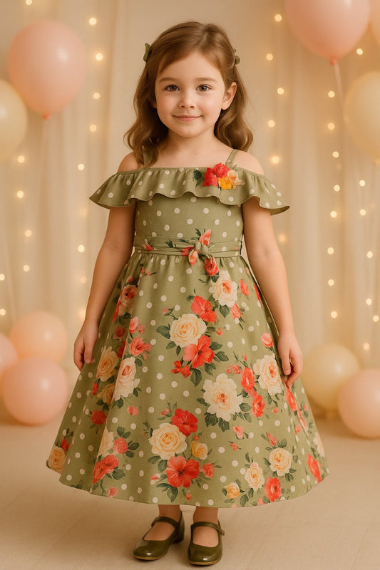 Wish Karo Girls Long Dress Gown-(LF213crm) - Wish Karo - photo 1