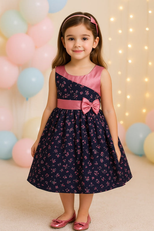 Girls Floral Printed Cotton Summer Dress - Wish Karo