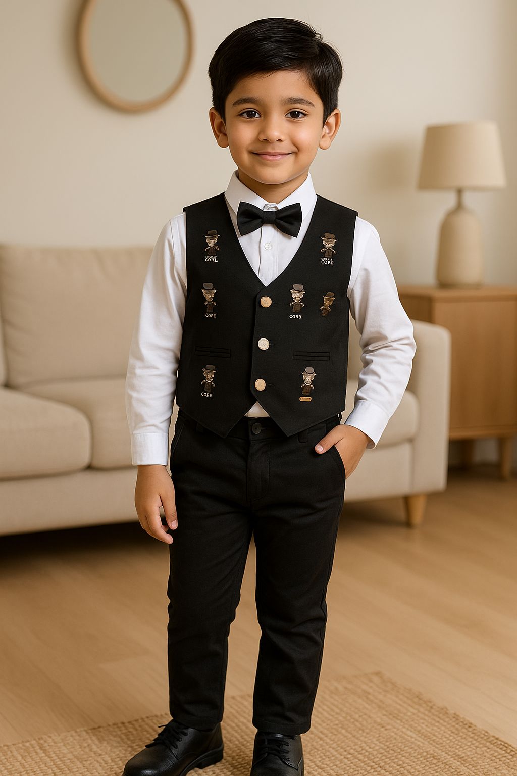 Wish Karo Shirt With Waistcoat And Pant For Boys (bsp009dgrn) - Wish Karo - photo 1