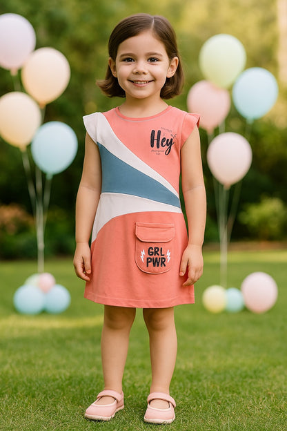 Girls Printed Fit and Flare Cap Sleeve Frock Dress bt780