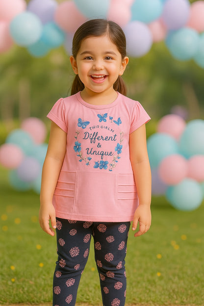 Girls Floral Printed Top and Pant bt793