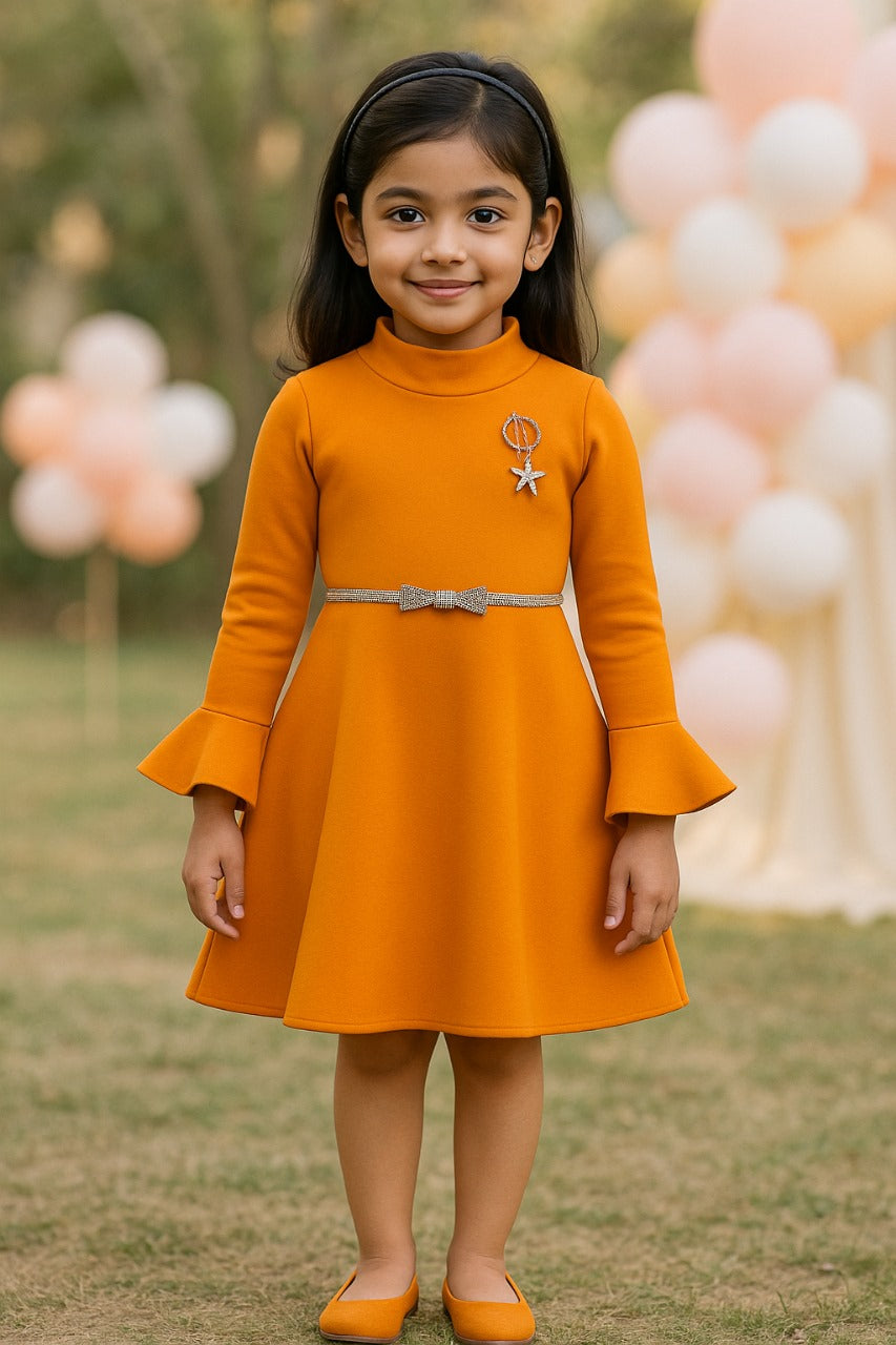 Baby Girls' Knee Length Dress (fe2698org) - Wish Karo - photo 1