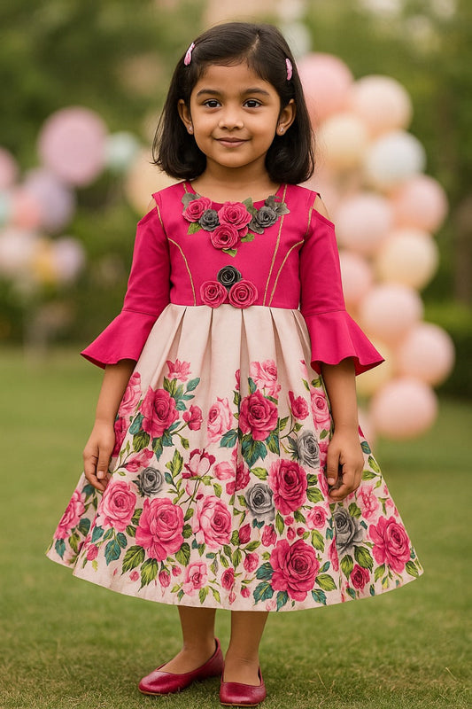 Baby Girls Party Wear Dress Birthday Frocks For Girls fe2682pnk - Wish Karo - photo 1