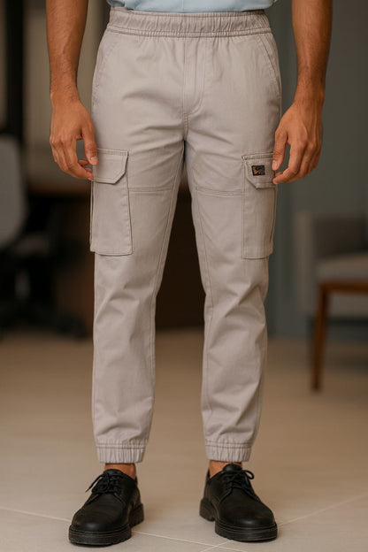 Men’s Cotton Cargo Pants | Comfortable Casual Wear with Multi Utility Pockets | Elastic Waist & Cuffed Jogger Fit - Wish