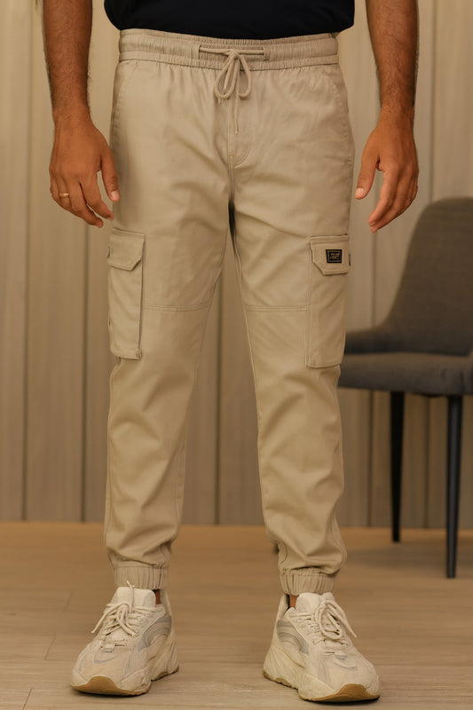 Men’s Cotton Cargo Pants | Comfortable Casual Wear with Multi Utility Pockets | Elastic Waist & Cuffed Jogger Fit