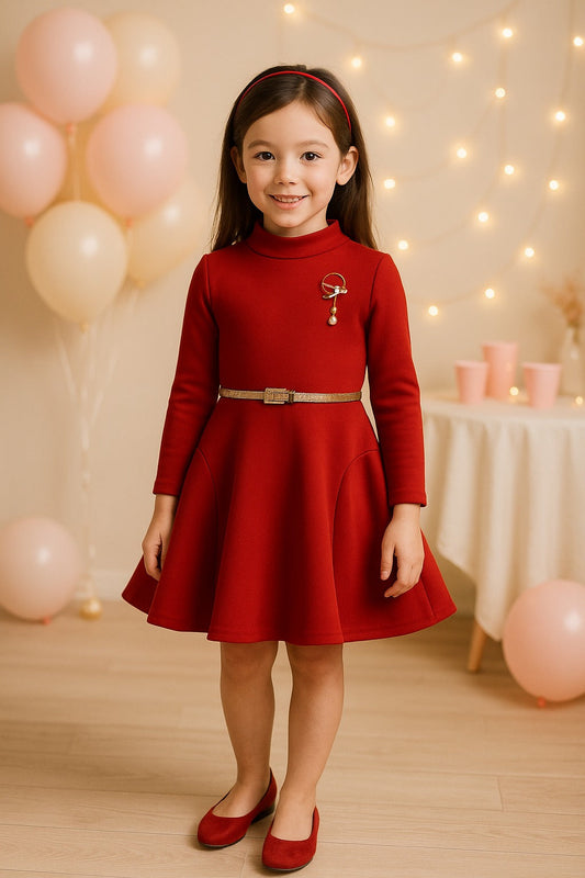 High Neck Belted Dress -  fe2698 - Wish Karo - photo 1