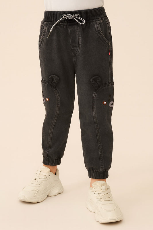 Boys Elastic Waist Cargo Denim Trouser - Wish Karo - photo 1