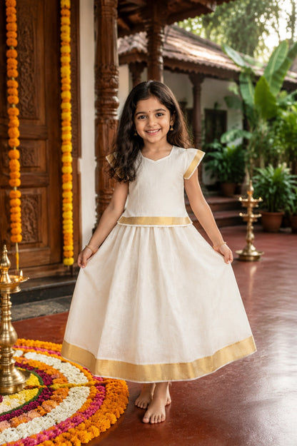 Baby Girls Onam Kasavu Top and Skirt Set for Onam - Wish Karo - photo 6