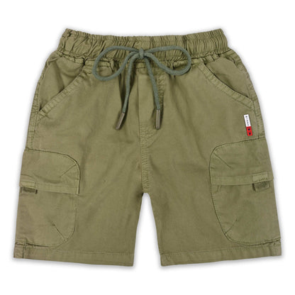 Boys Cotton Denim Cargo Shorts with Drawstring Waist shrt016