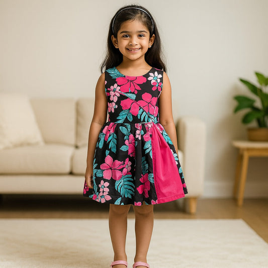 Girls A-line Floral Printed Casual dress - Wish Karo