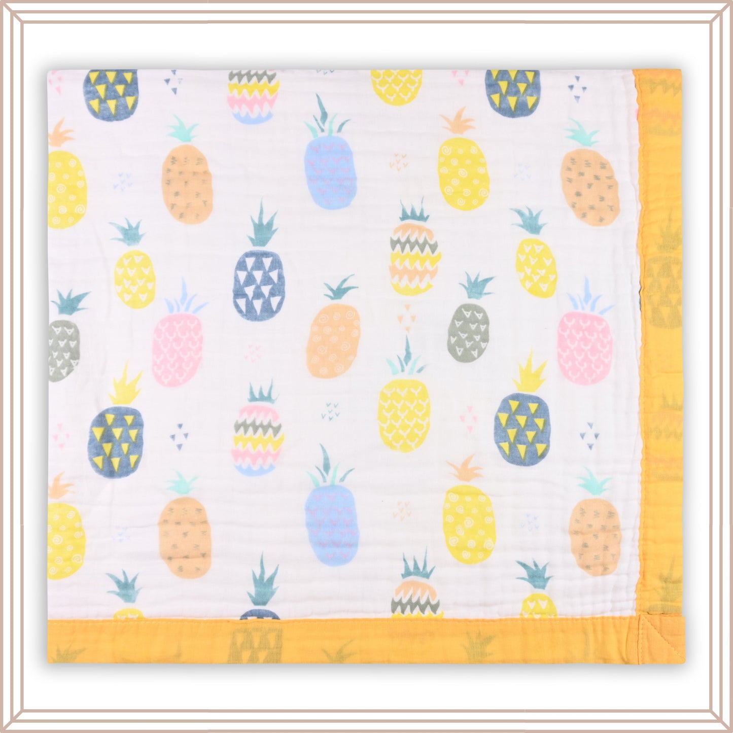 Infants Musted Yellow Printed Muslin Blanket