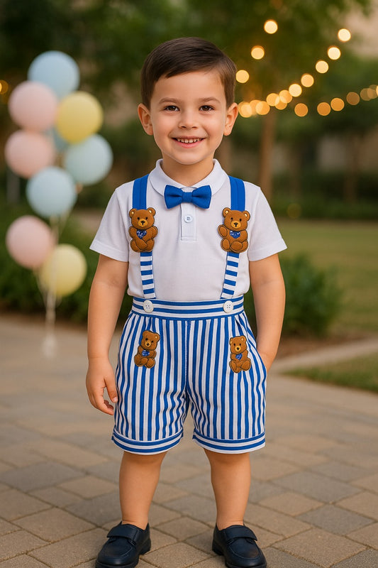 Dungaree For Boys & Girls Casual Striped Polycotton