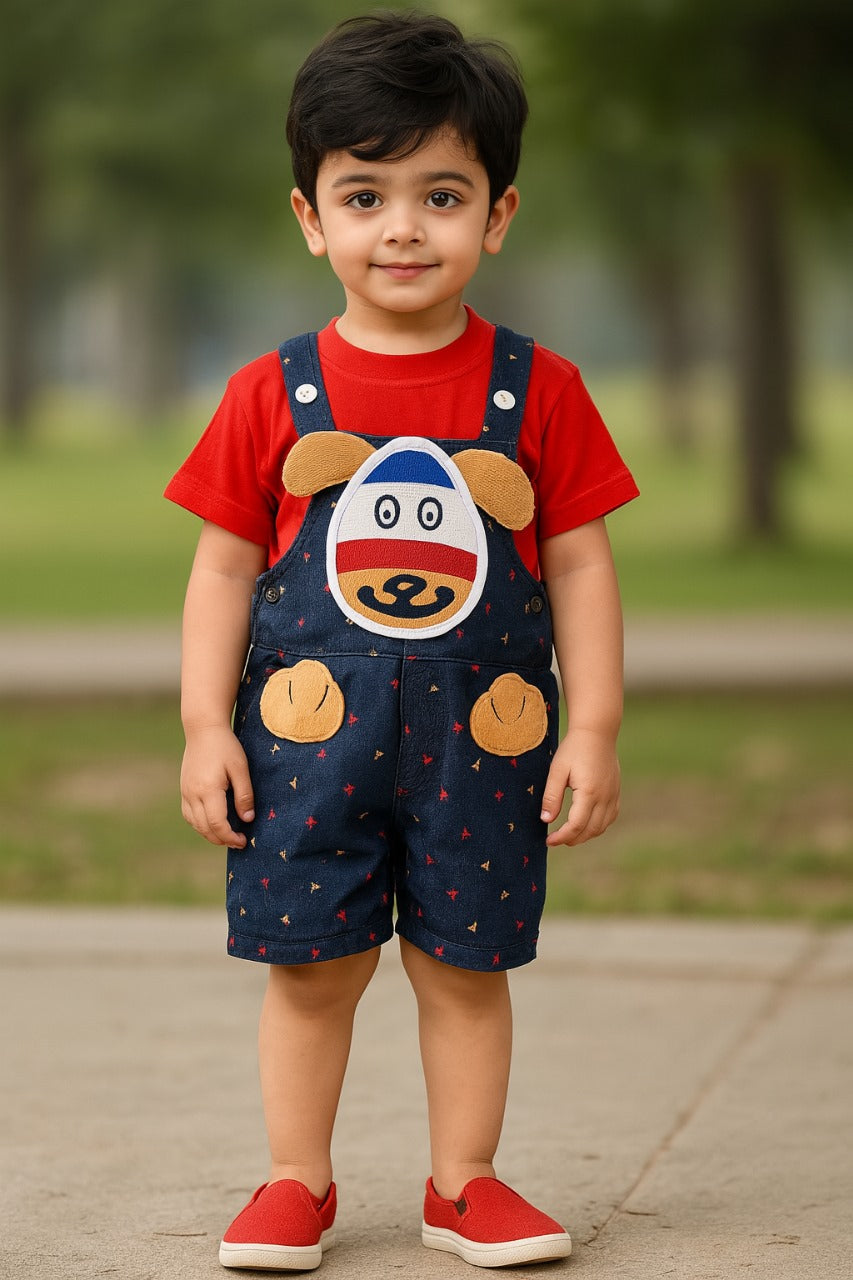 Unisex Cotton Animal Print T-Shirt and Short Set for Baby Boys - Baby Girls(Bt11rd)