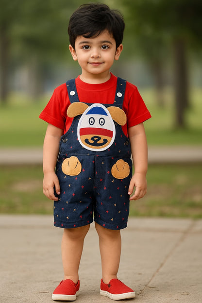 Unisex Cotton Animal Print T-Shirt and Short Set for Baby Boys - Baby Girls(Bt11rd)