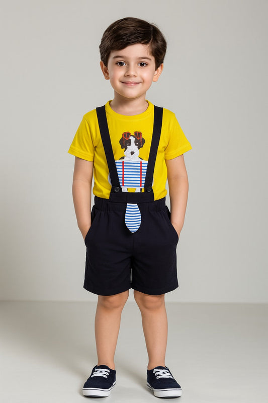 Unisex Cotton Animal Print T-Shirt and Short Set for Baby Boys - Baby Girls(Bt11y)