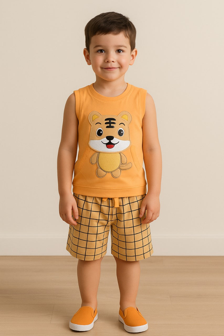Unisex Cotton Animal Print T-Shirt and Short Set for Baby Boys - Baby Girls(Bt12pch)