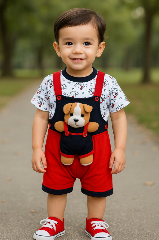 Wish Karo Unisex Dungaree Dress for Baby Boys-Baby Girls-(bt32rd) - Wish Karo - photo 1