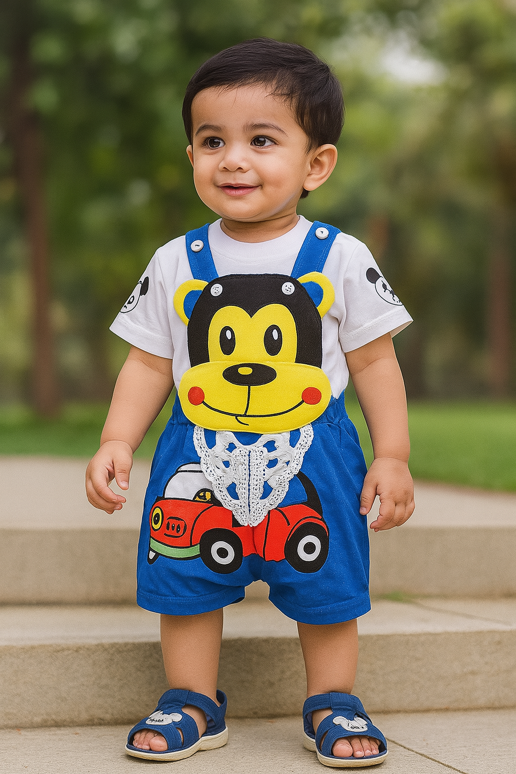 Kids Dungaree Dress For Baby Girls-(bt46blu)