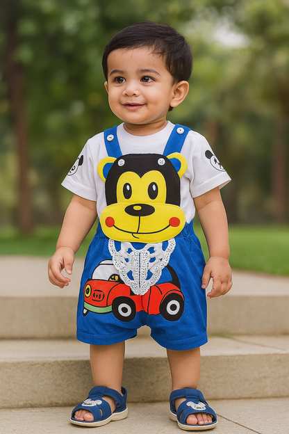 Kids Dungaree Dress For Baby Girls-(bt46blu)