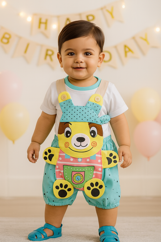 Wish Karo Kids Dungaree Dress For Baby Girls-(bt48blu) - Wish Karo