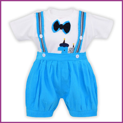 Baby Boys T-Shirt And Dungaree For Boys-(bt502blu)