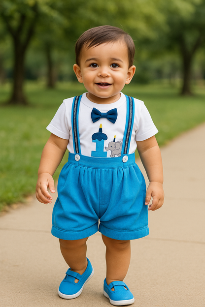 Baby Boys T-Shirt And Dungaree For Boys-(bt502blu)
