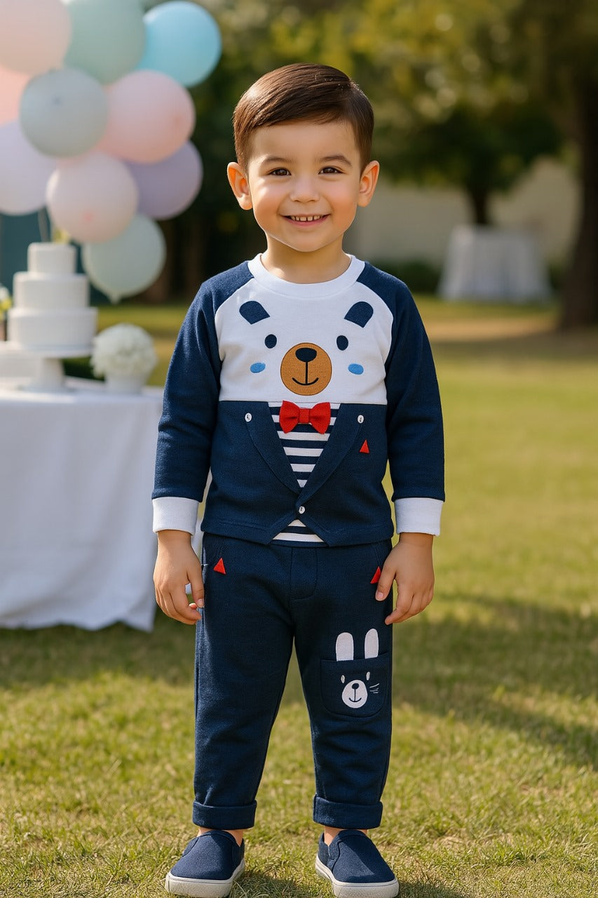 Baby Boys T-Shirt and Pant Clothing Set For Boys-(bt505blu)