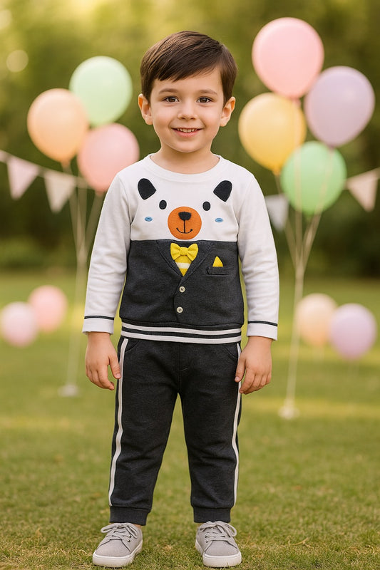 Baby Boys T-Shirt and Pant Clothing Set For Boys-(bt505gry)