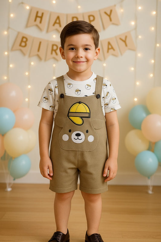 Boys  Summer Printed Dungaree Set
