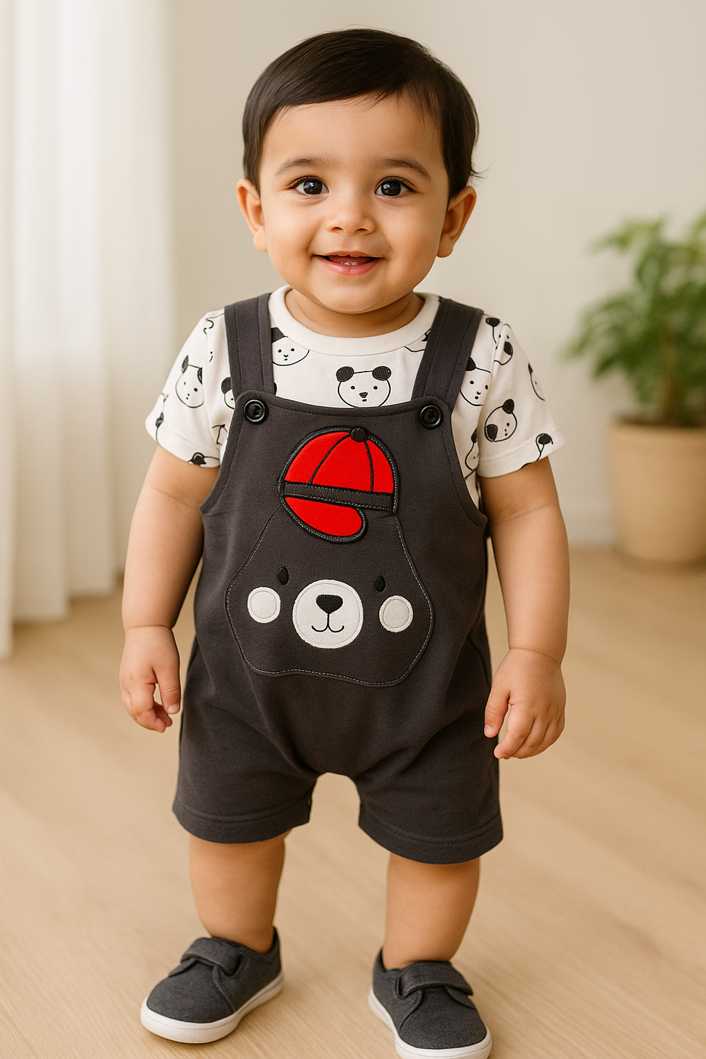 Baby Boys Casual Dungaree T-shirt  bt544gry