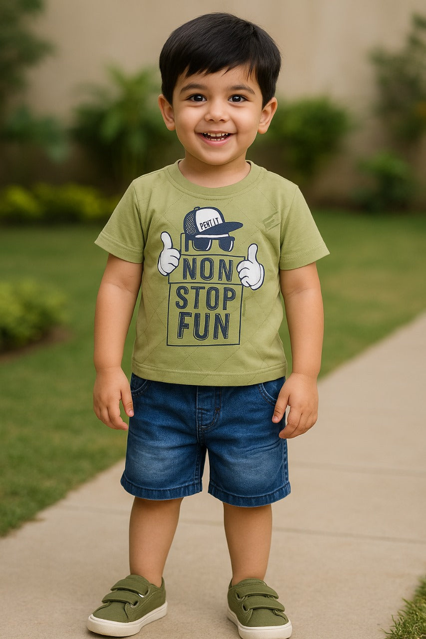 Baby Boys Casual Printed T-shirt and Shorts Clothing Set