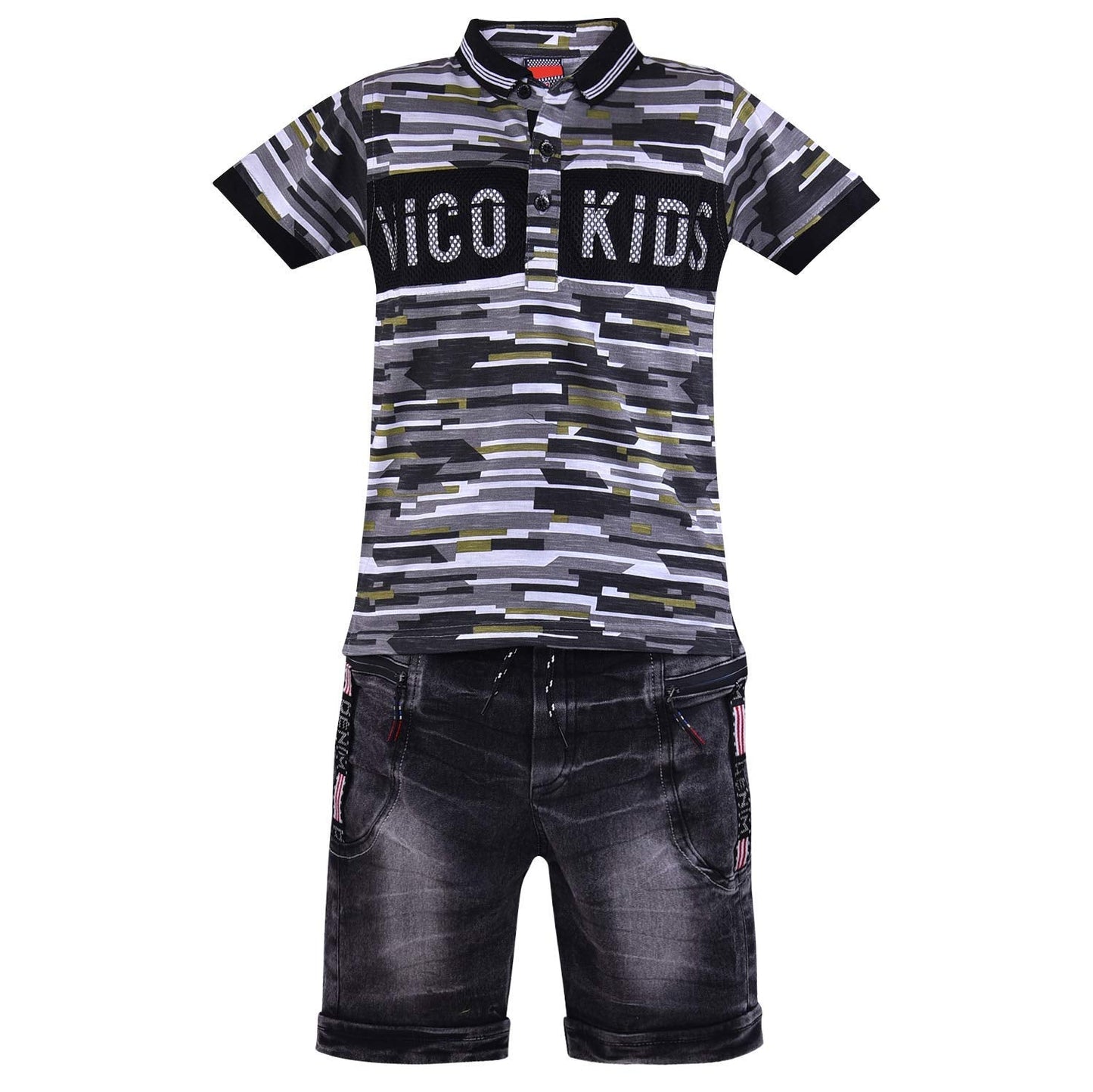 Boys T-Shirt and Short Clothing Set-(bt58) (Grey)