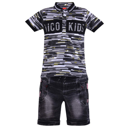Boys T-Shirt and Short Clothing Set-(bt58) (Grey)
