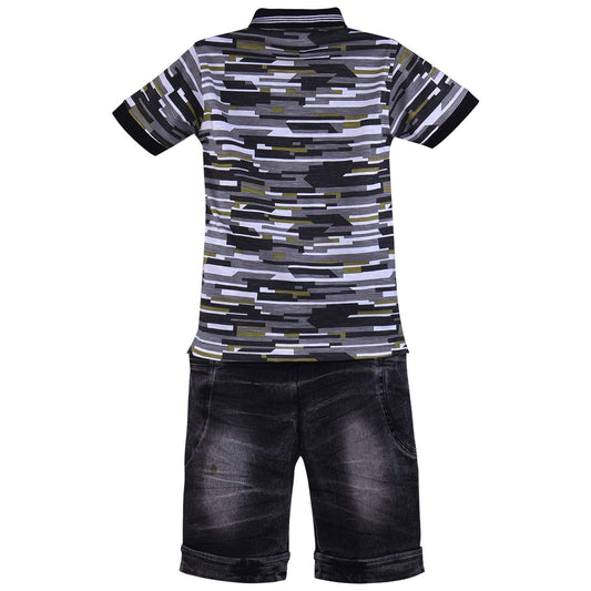 Boys T-Shirt and Short Clothing Set-(bt58) (Grey)