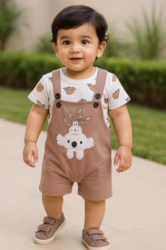 Boys Cotton Cartoon Tshirt and Dungaree Set - Wish Karo