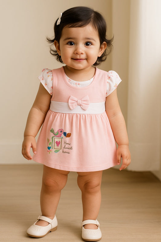 Girls Embroidered Sleeveless Frock dress comes with brief bt725