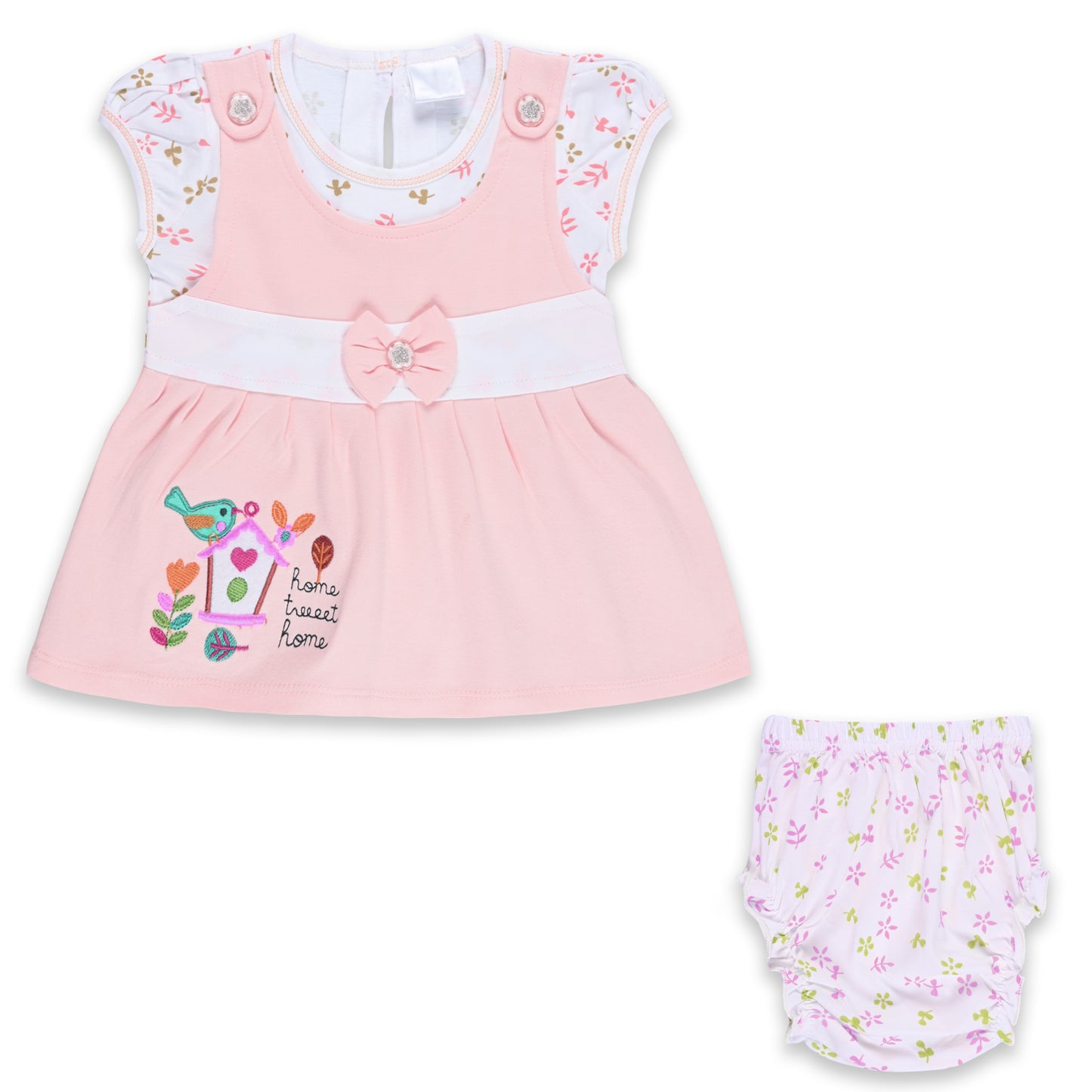 Girls Embroidered Sleeveless Frock dress comes with brief bt725