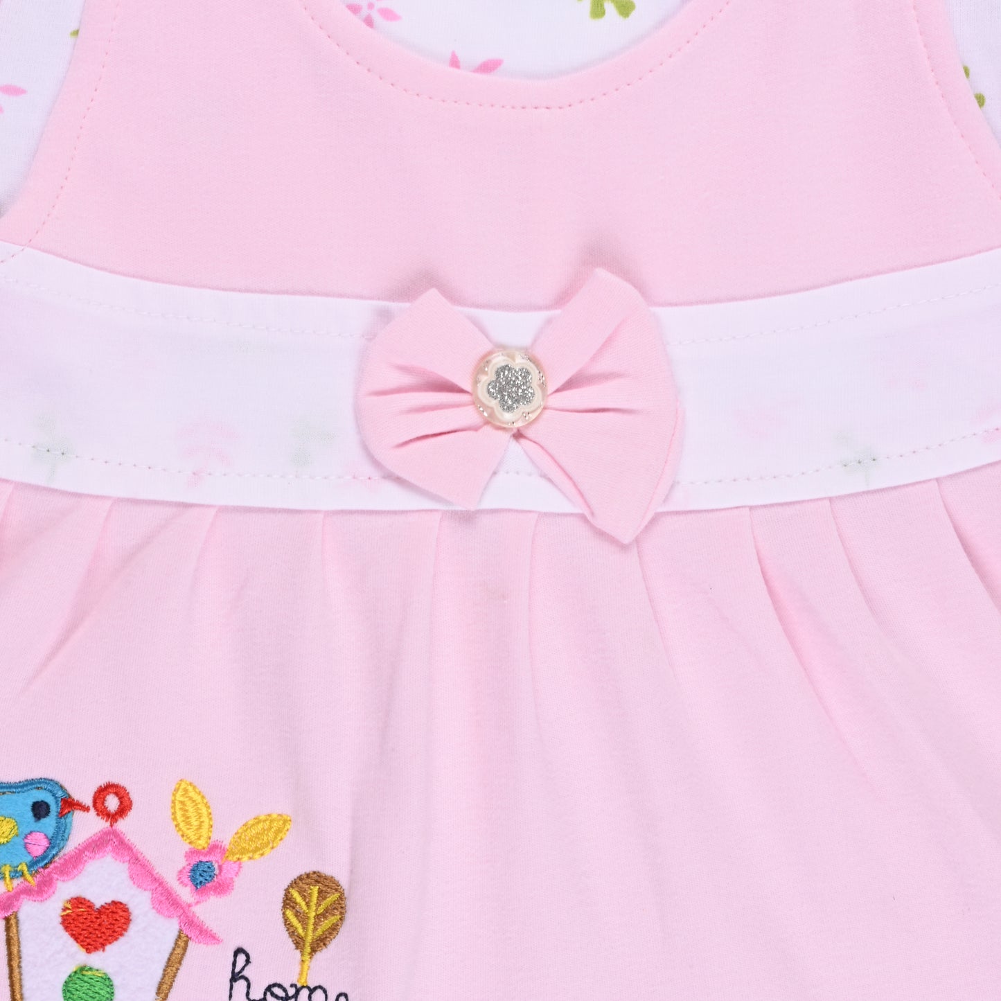 Girls Embroidered Sleeveless Frock dress comes with brief bt725