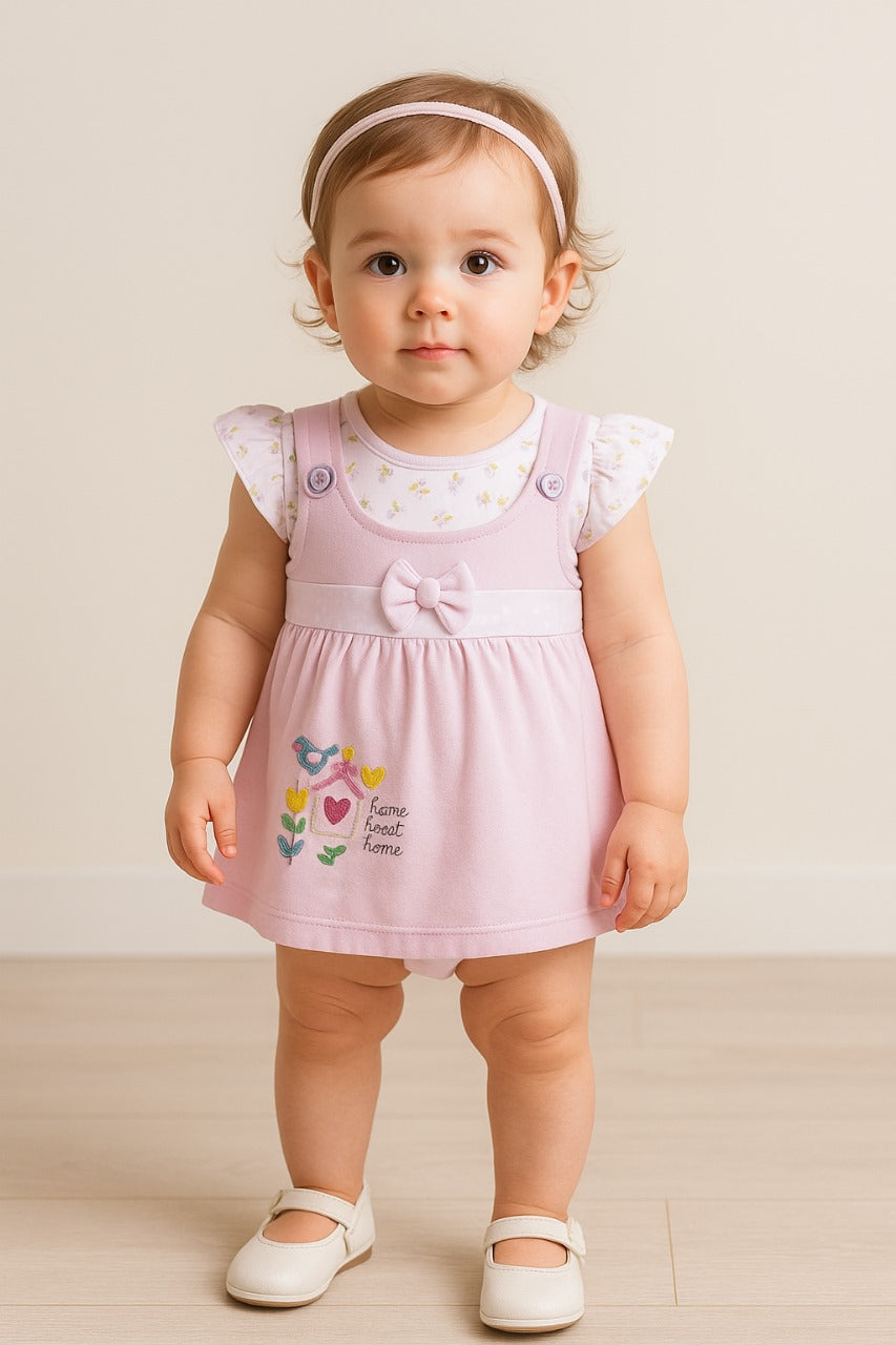 Girls Embroidered Sleeveless Frock dress comes with brief bt725