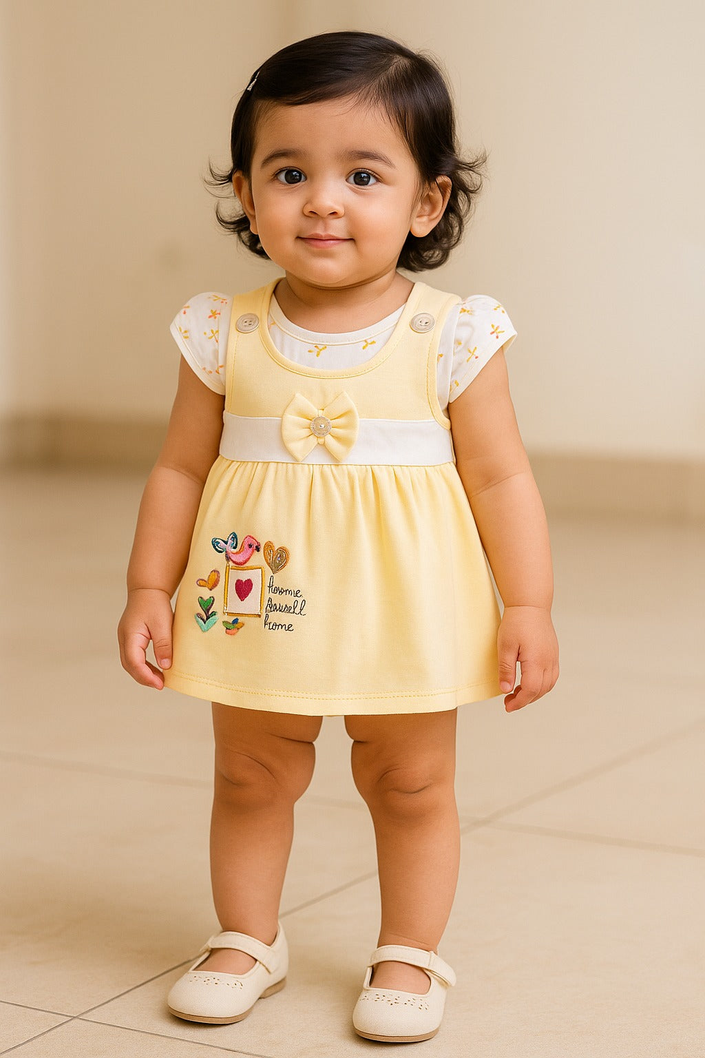Girls Embroidered Sleeveless Frock dress comes with brief bt725