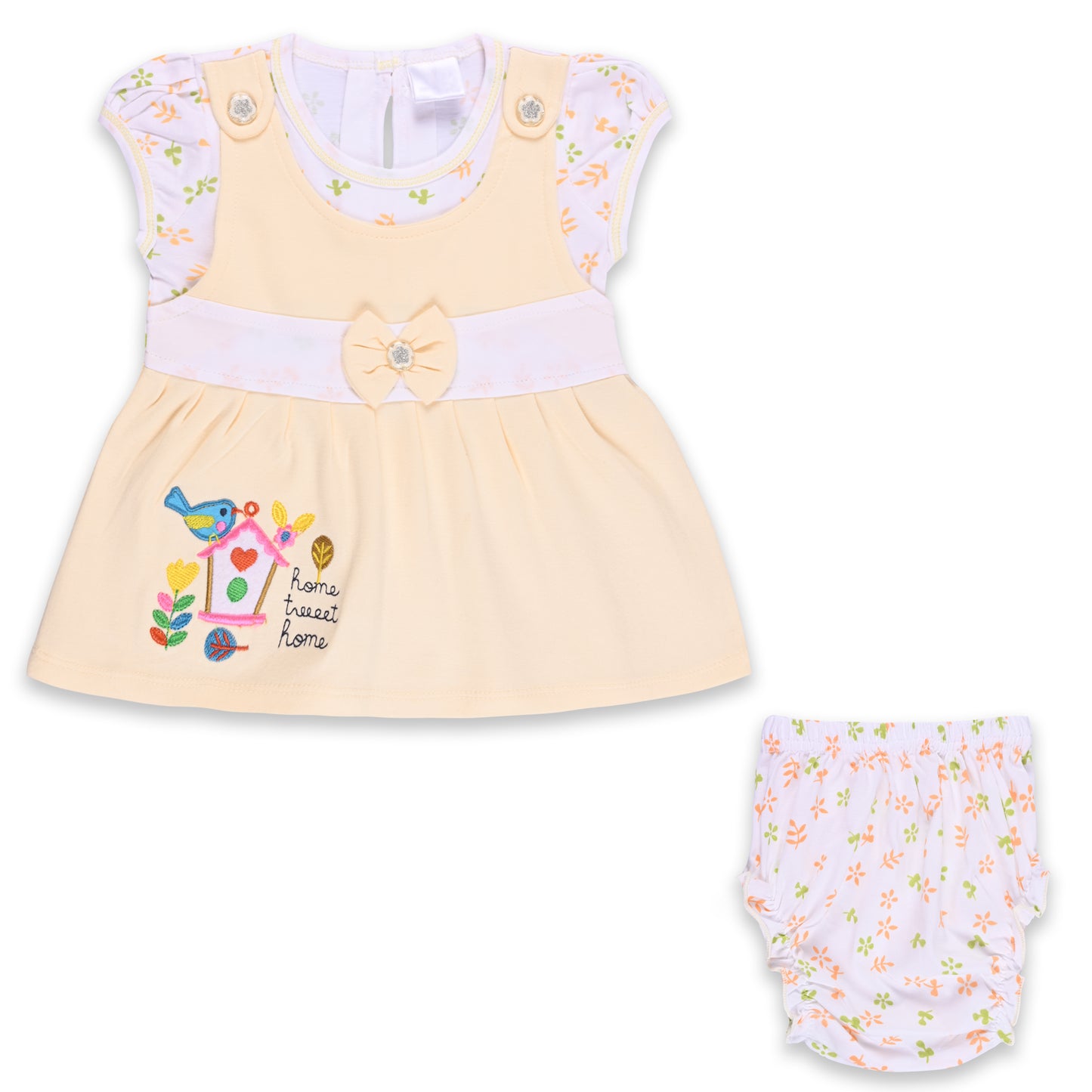 Girls Embroidered Sleeveless Frock dress comes with brief bt725