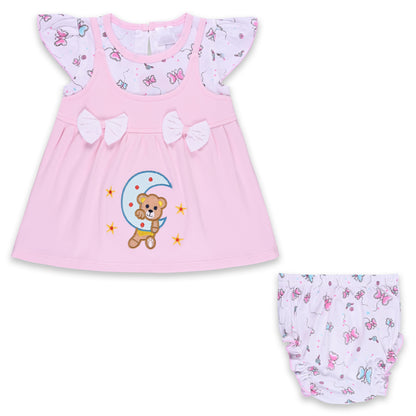 Girls Embroidered Cap sleeve frock dress comes with brief. bt727