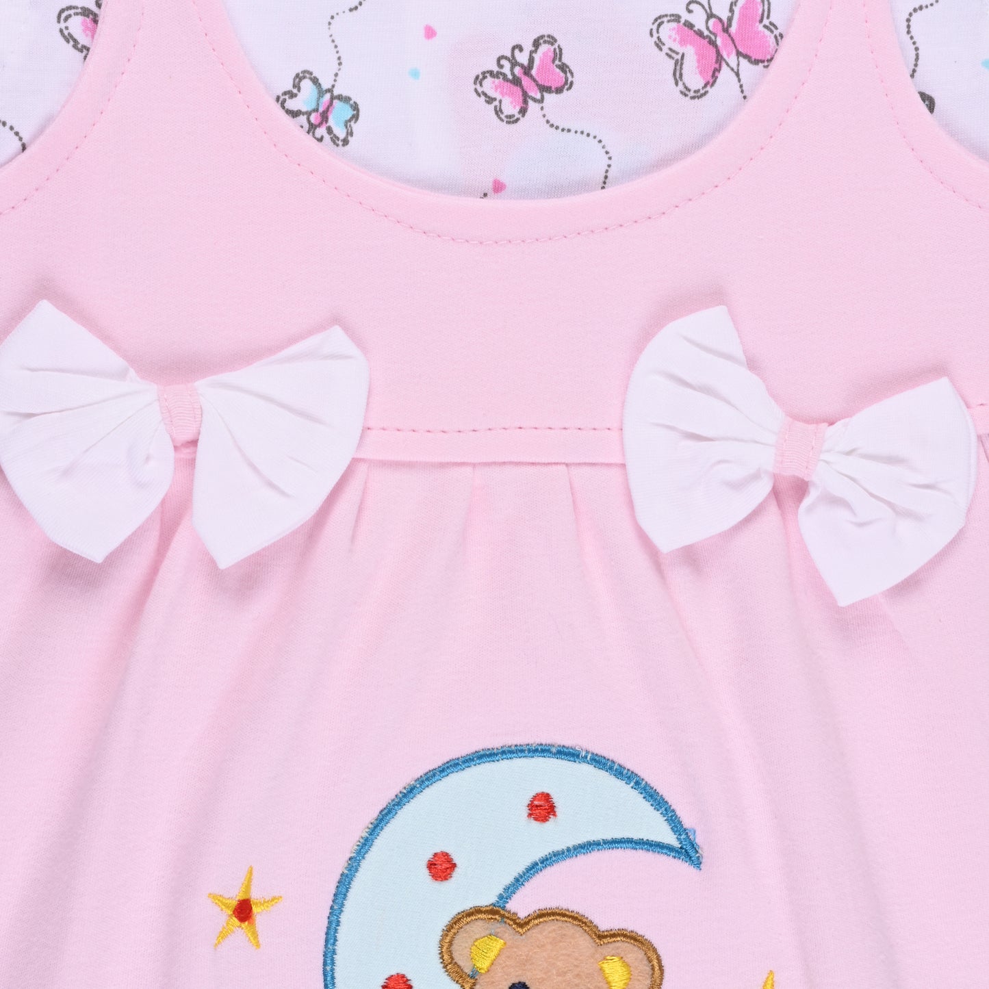 Girls Embroidered Cap sleeve frock dress comes with brief. bt727