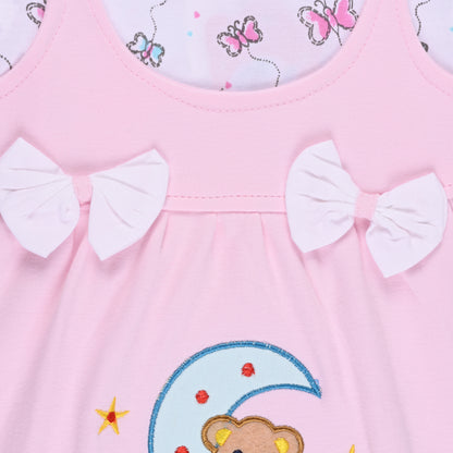 Girls Embroidered Cap sleeve frock dress comes with brief. bt727