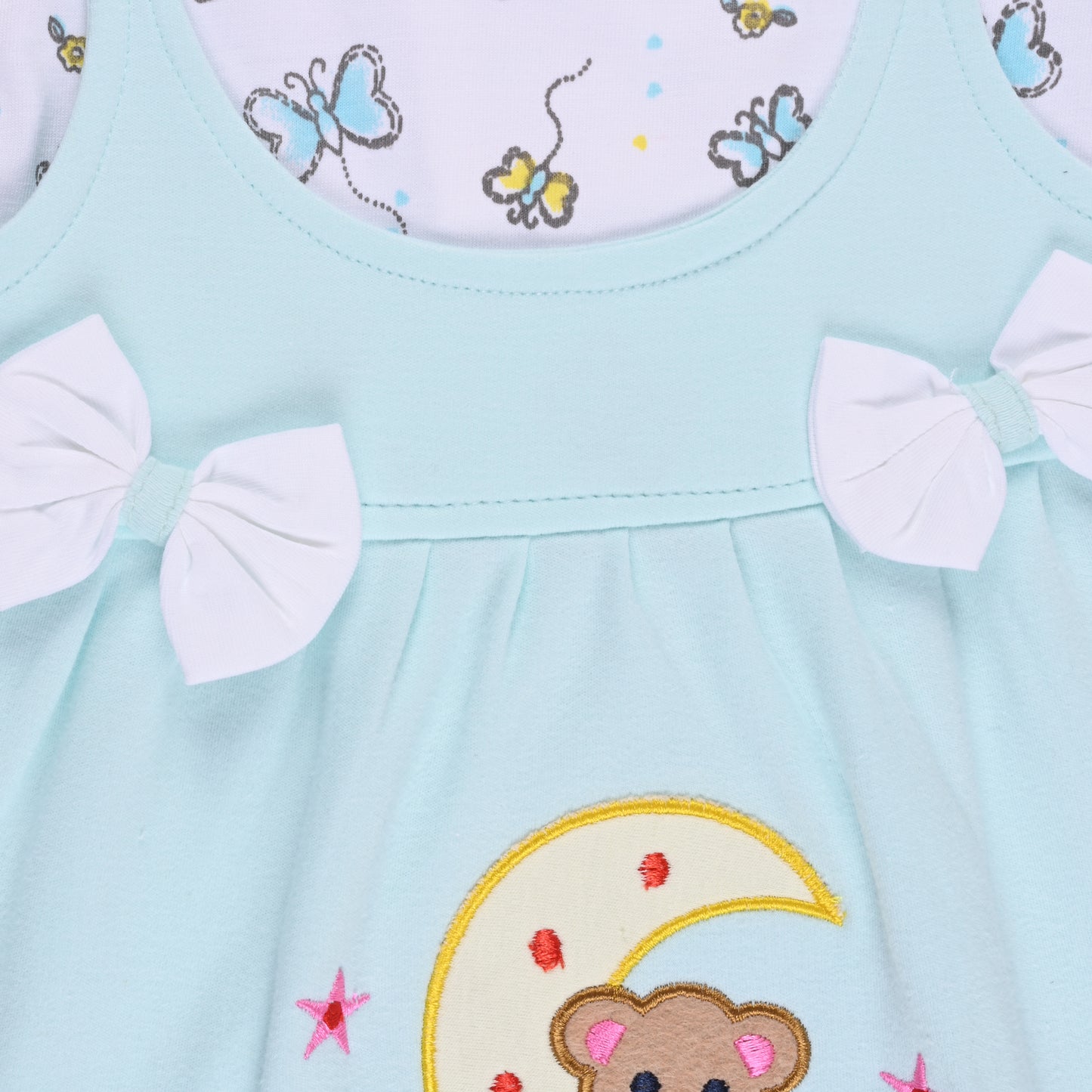 Girls Embroidered Cap sleeve frock dress comes with brief. bt727