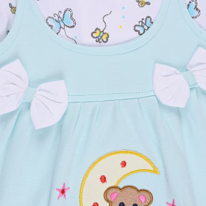 Girls Embroidered Cap sleeve frock dress comes with brief. bt727