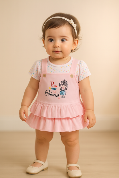 Girls Embroidered Puff Sleeve Frock Dress comes with Brief bt732